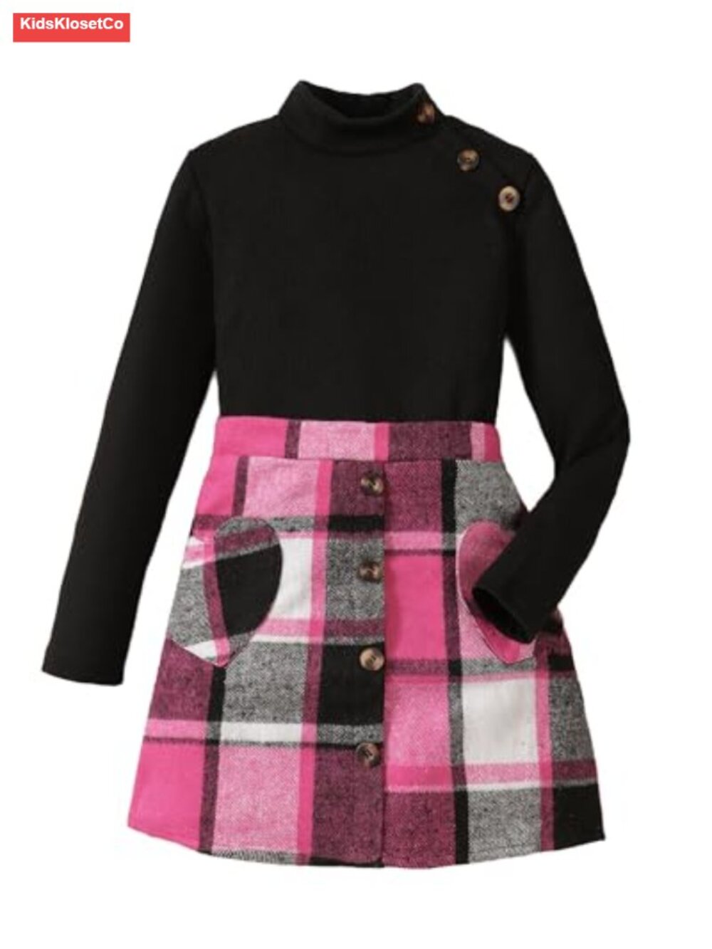Girls 2 Piece Plaid Skirt Set Long Sleeve Knit Top & Mini Skirt Outfit 8-12Y